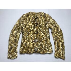 One Girl Who Small Wool Blend Big Button Chunky Knitted Multicolor Cardigan P65